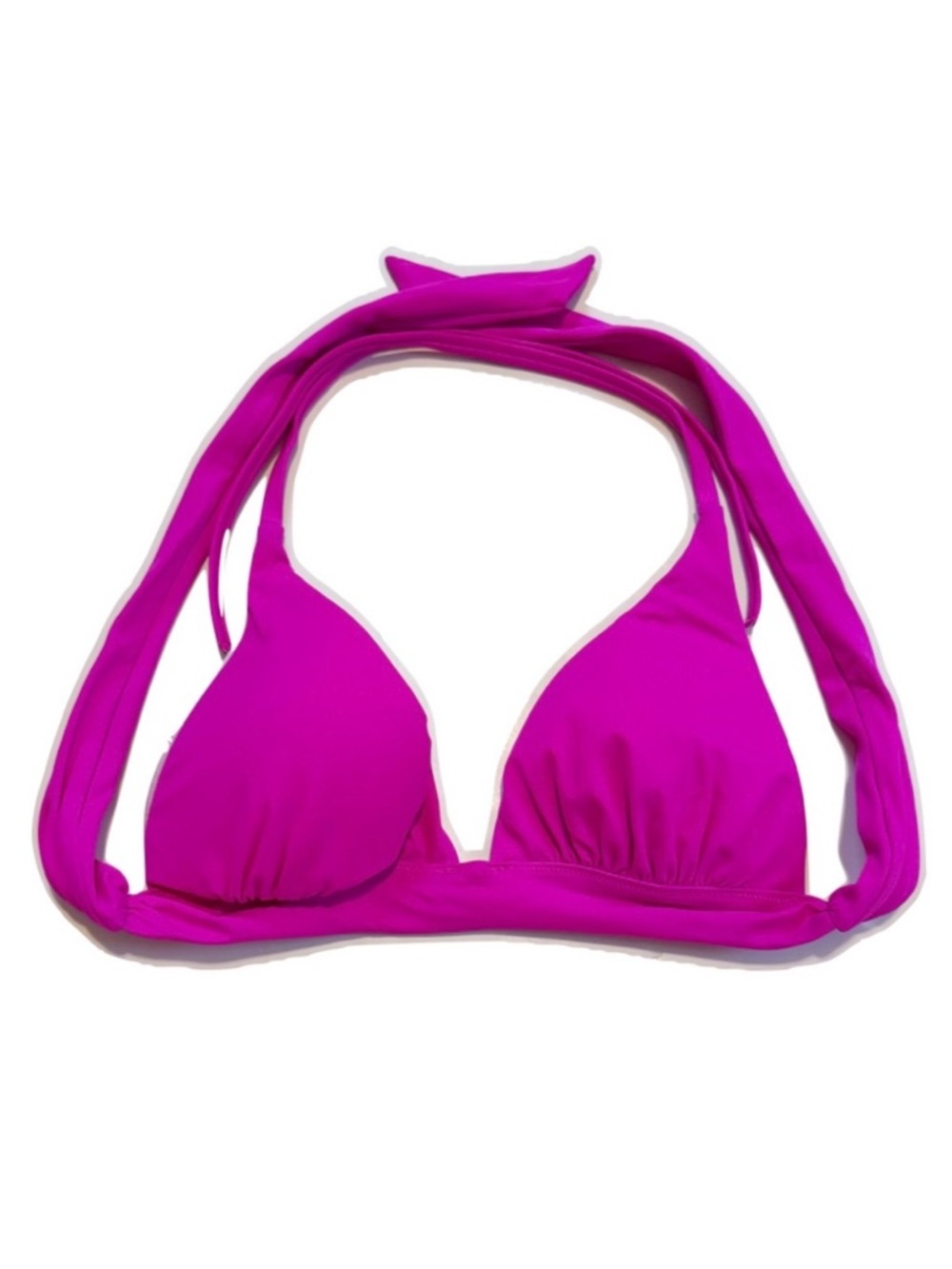 Victoria's Secret Hot Pink Bikini Top Plunge Halter Size Small